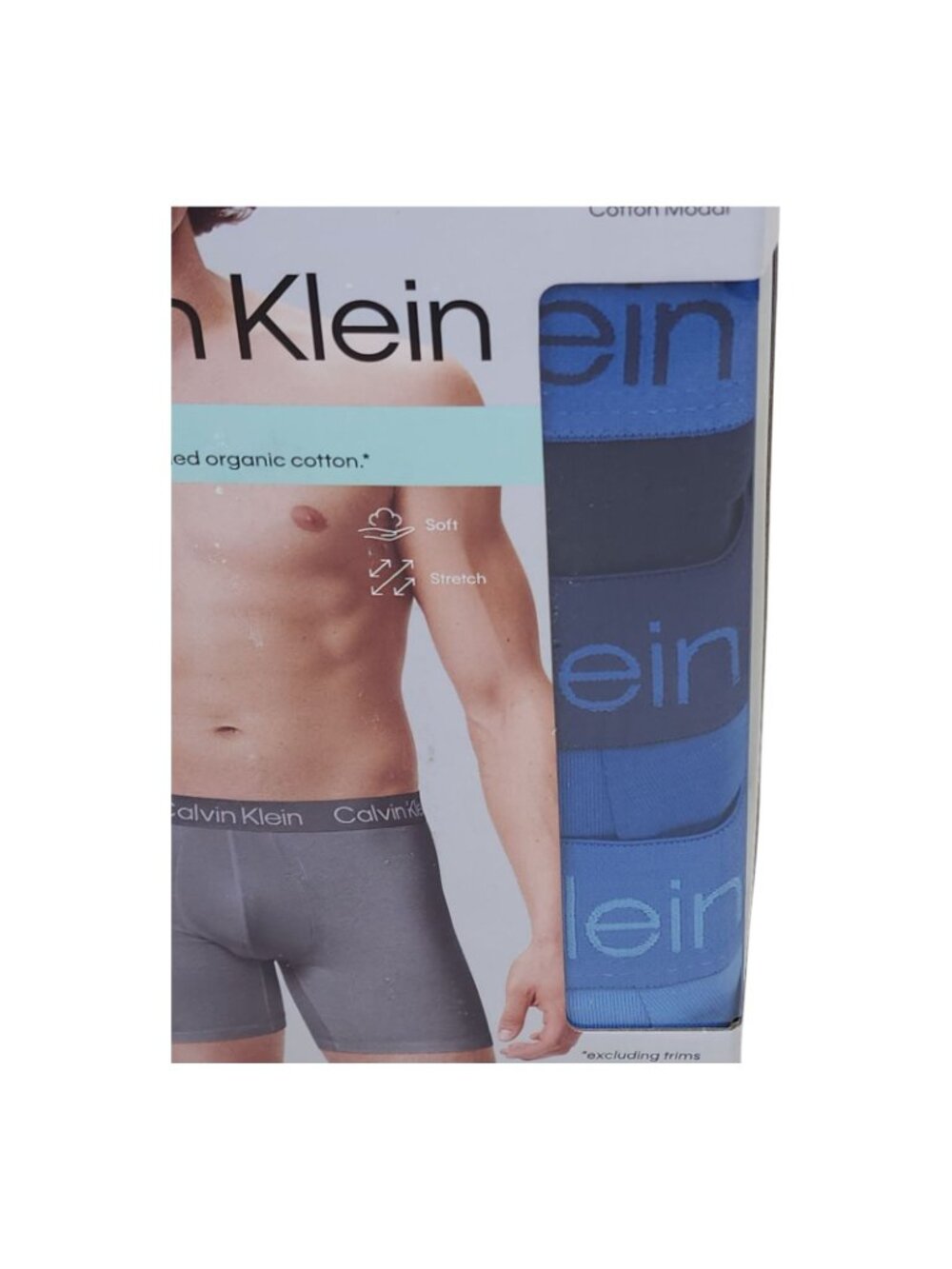 Calvin Klein Mens Boxer Briefs 3 Pack M Cotton Modal Blend Soft Blue Navy - Picture 2 of 8